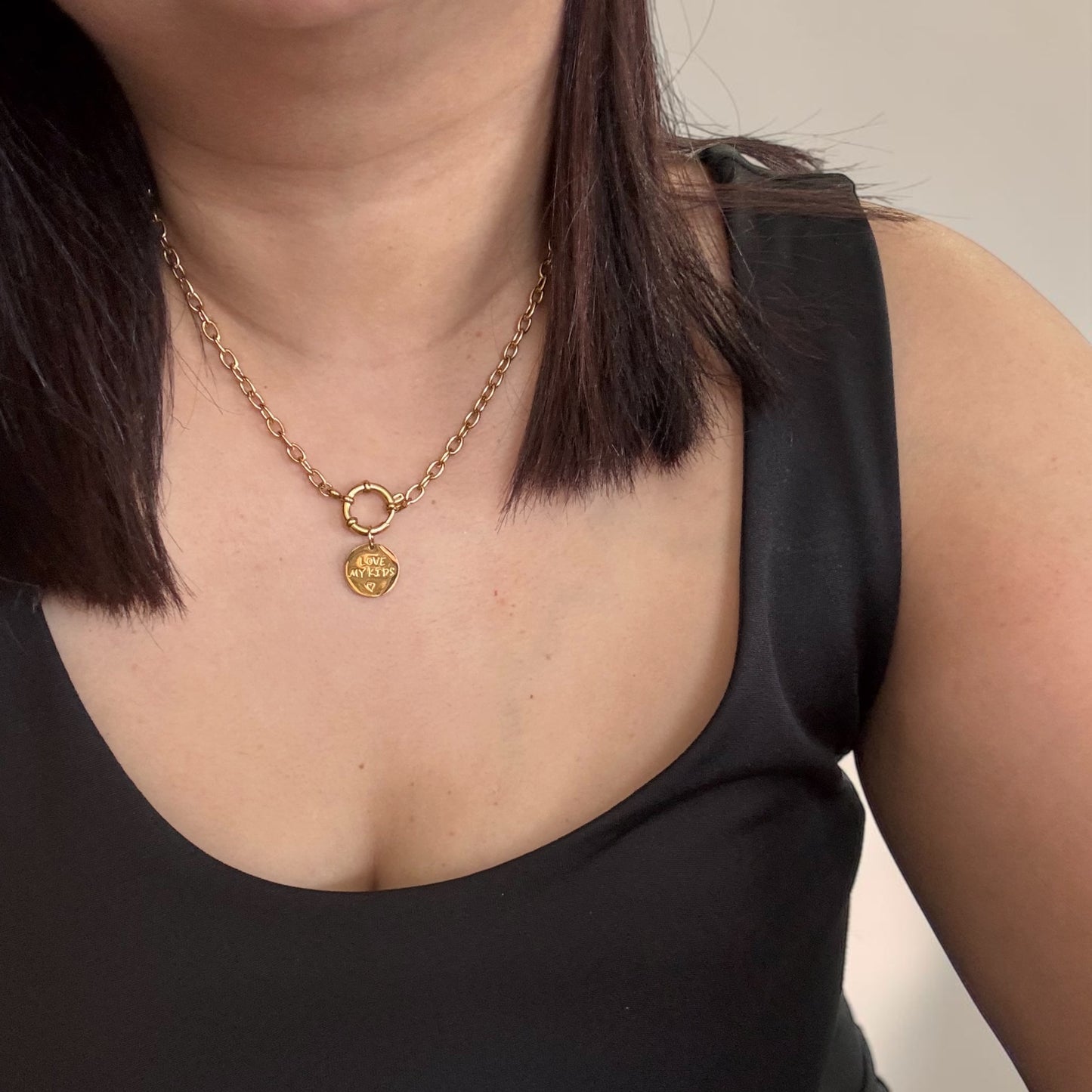 Small Switch Charm Necklace w Pearl Charm
