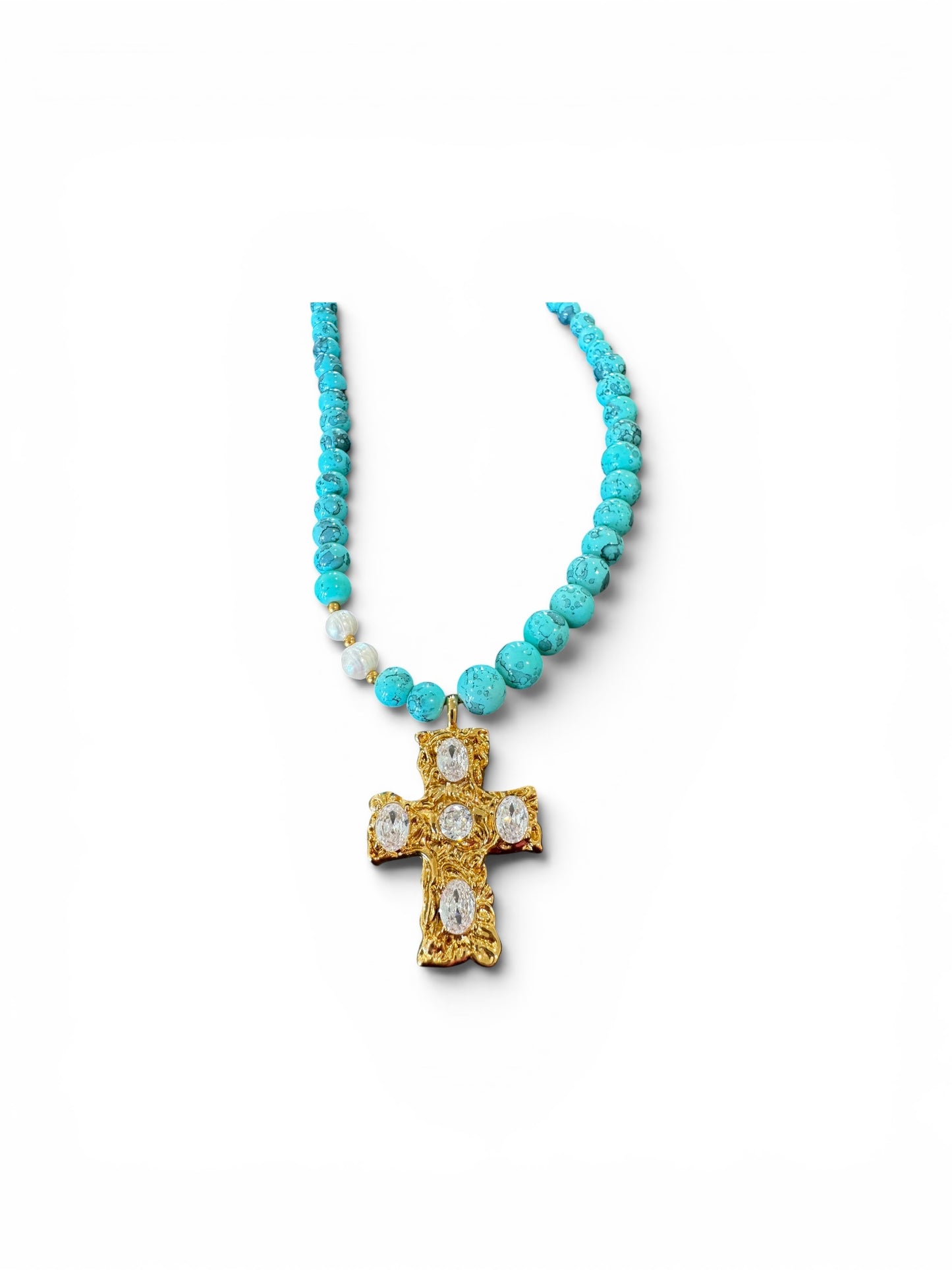 Turq Cross Necklace