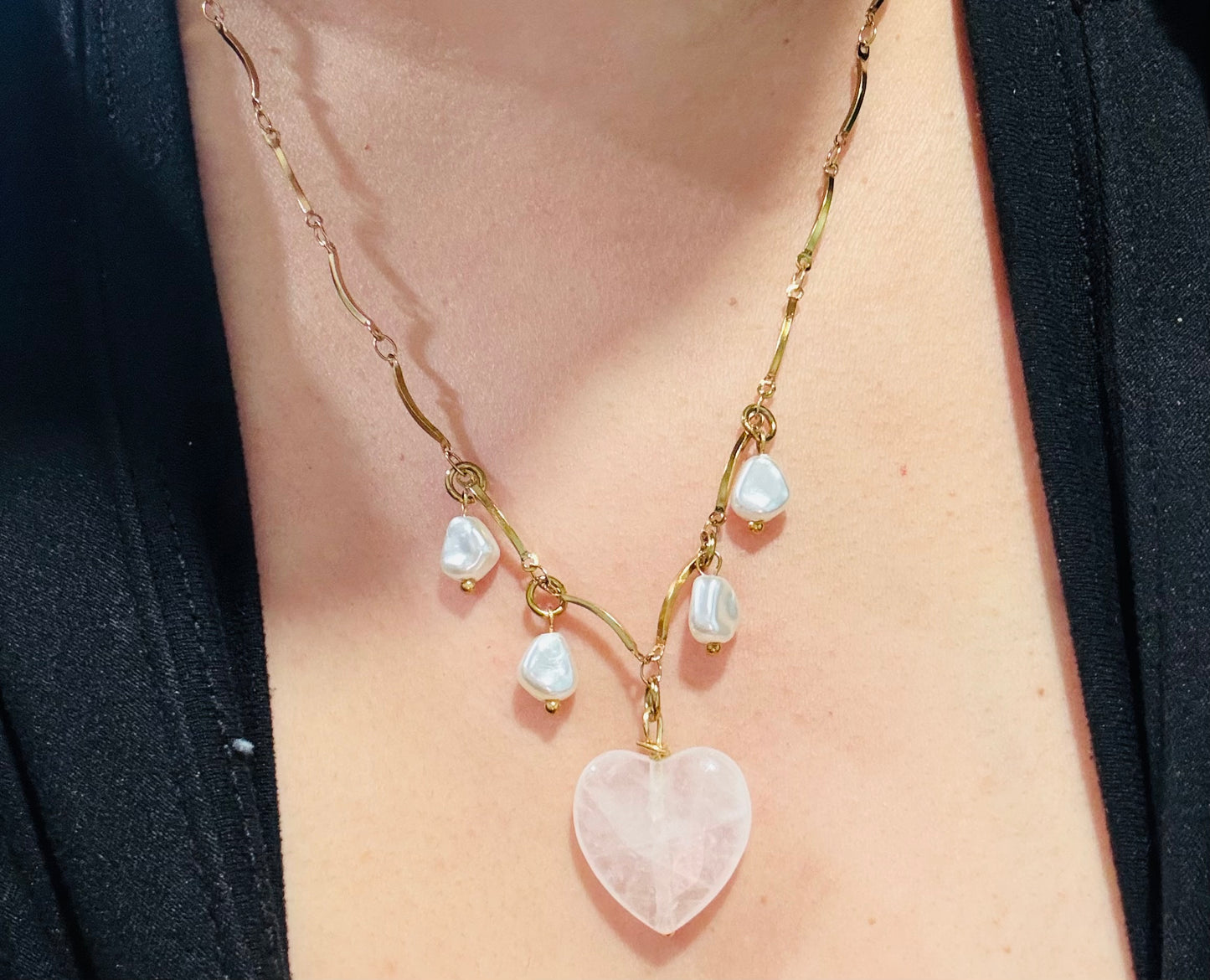Pink Quartz Love Necklace