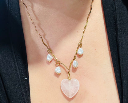 Pink Quartz Love Necklace