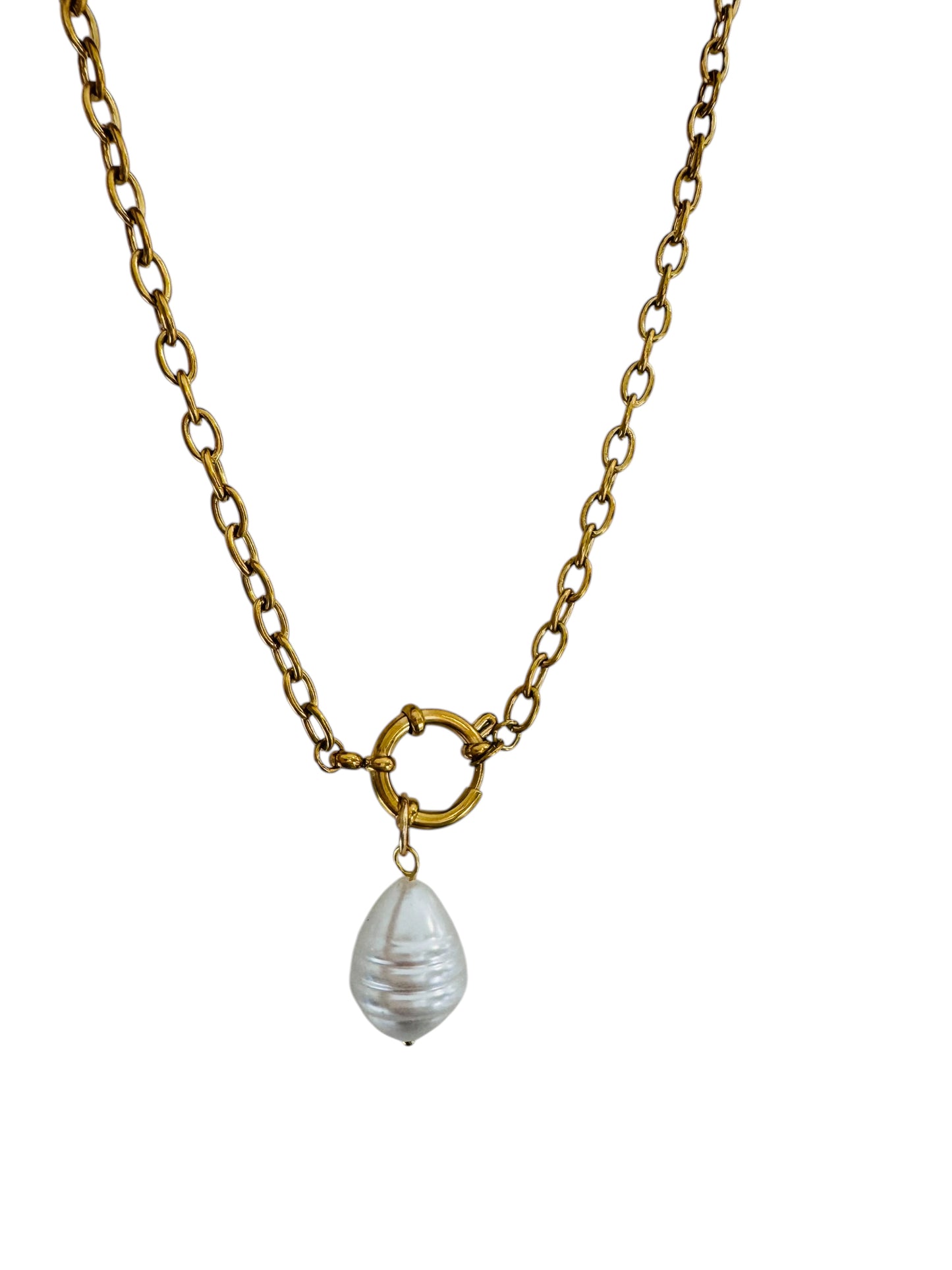 Small Switch Charm Necklace w Pearl Charm