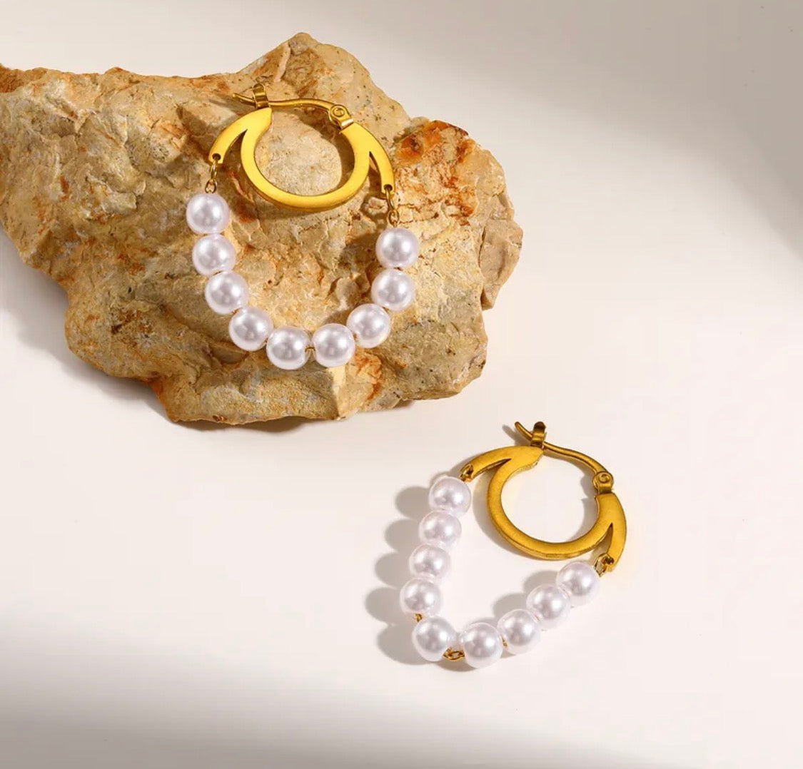 Pearly Hoops Earrings
