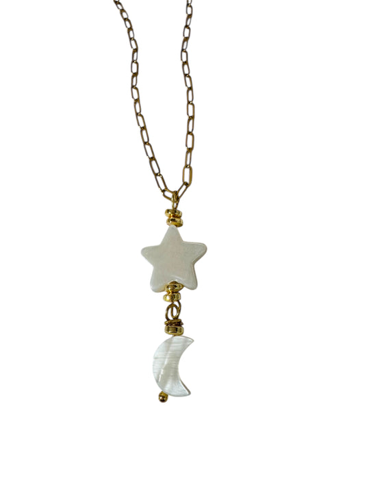 Star Moon Pearl Necklace