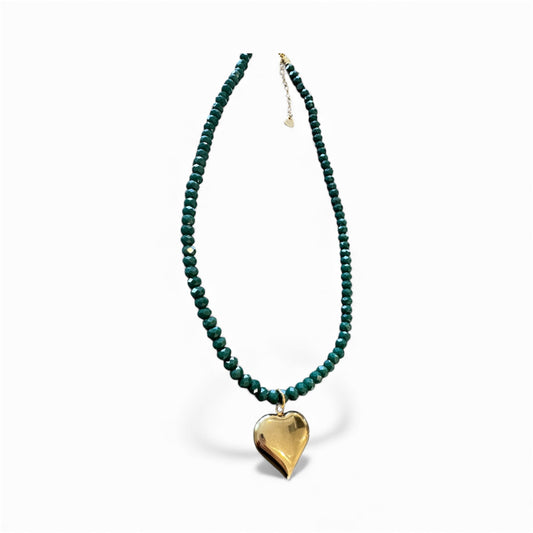 Golden emerald Heart Necklace