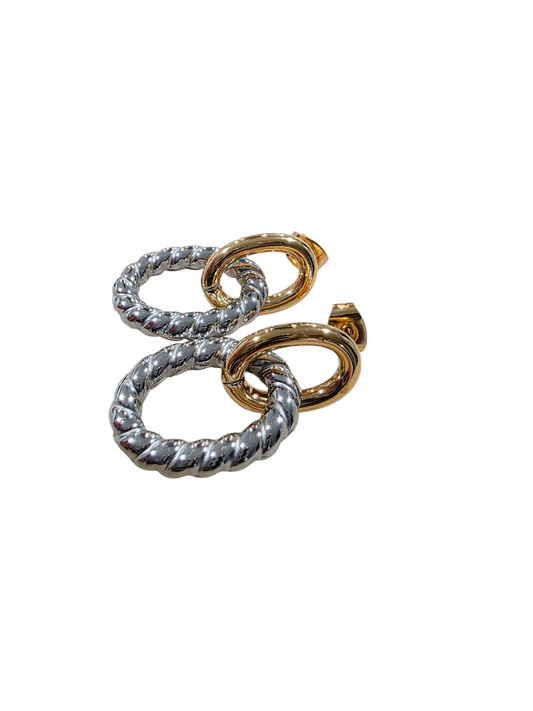 Geo two tune Earrings