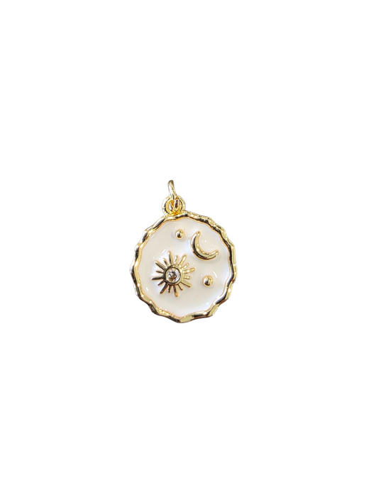 White moon sun charm