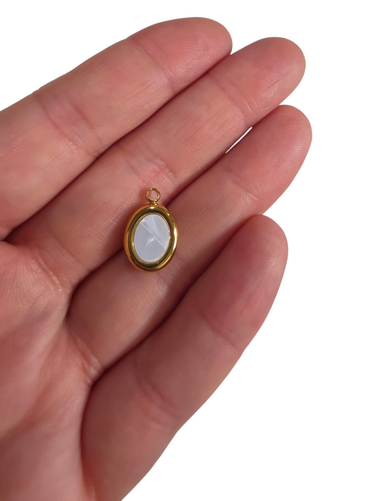 Mini Oval Pearl Charm