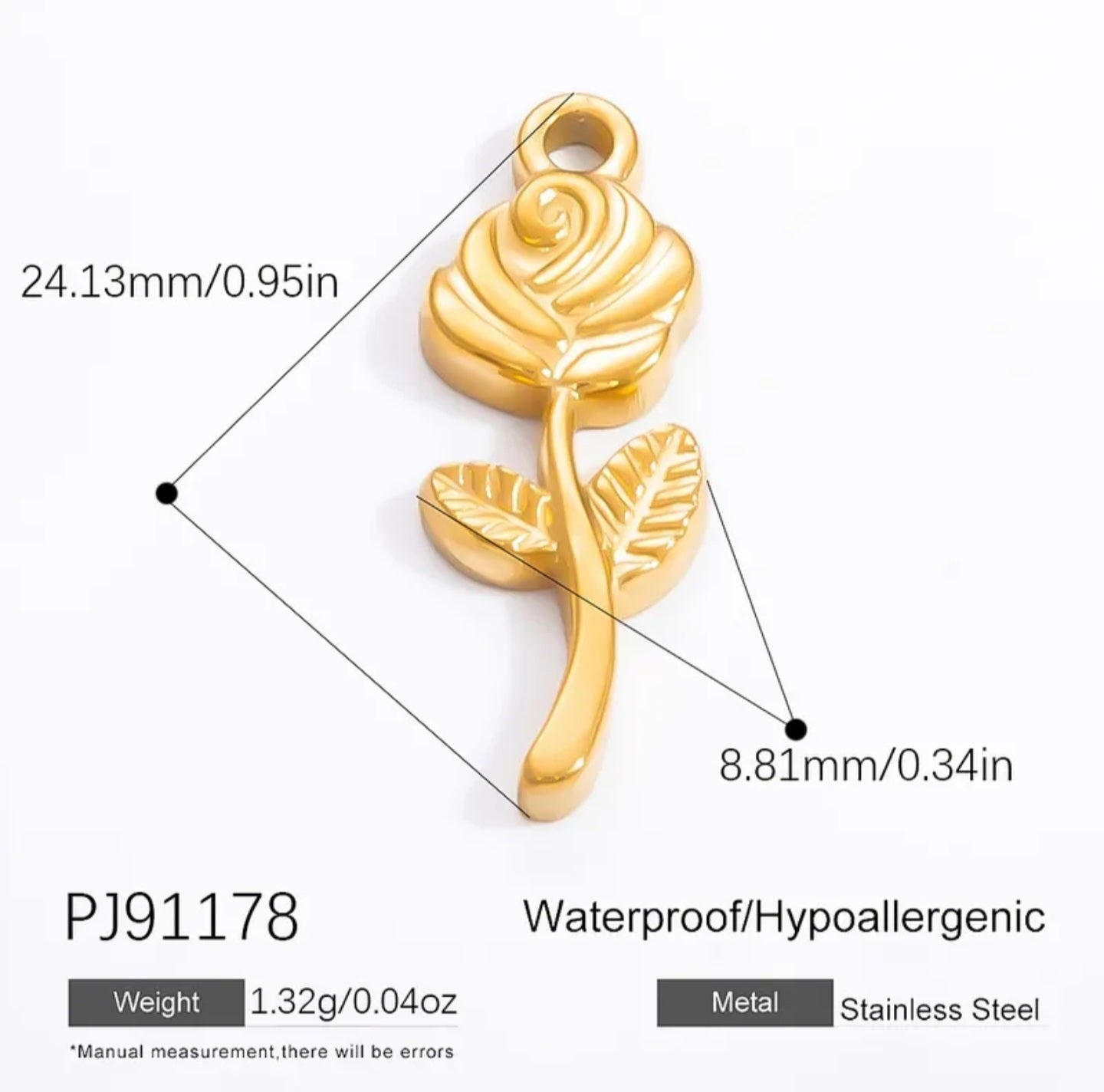 Gold Rose Charm