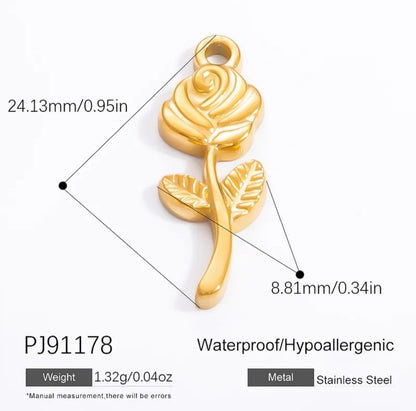 Gold Rose Charm